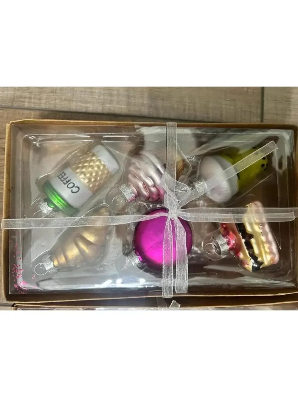 12 Glass ornaments boba coffee cactus car